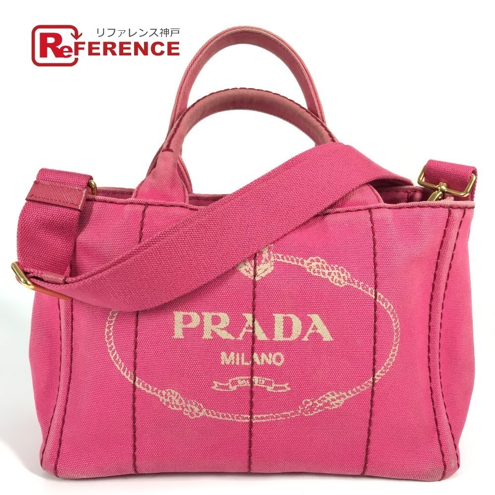 Prada Canapa logo tote bag shoulder crossbody handbag pink canvas - Picture 1 of 15